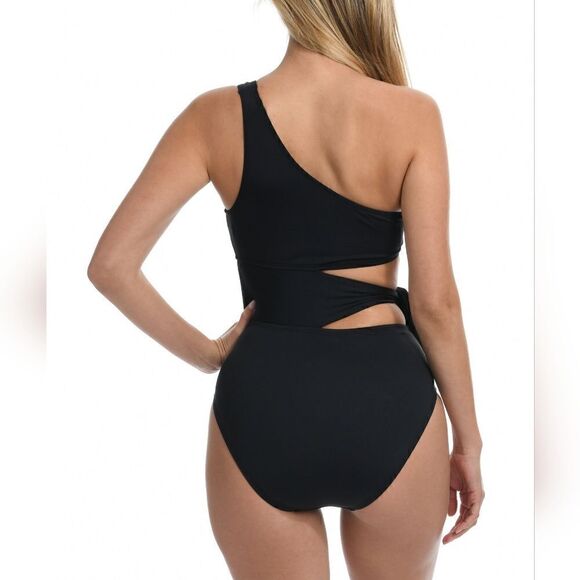 La Blanca Island Goddess Cutout One Shoulder Mio Solid One Piece Swimsuit - Picture 2 of 10